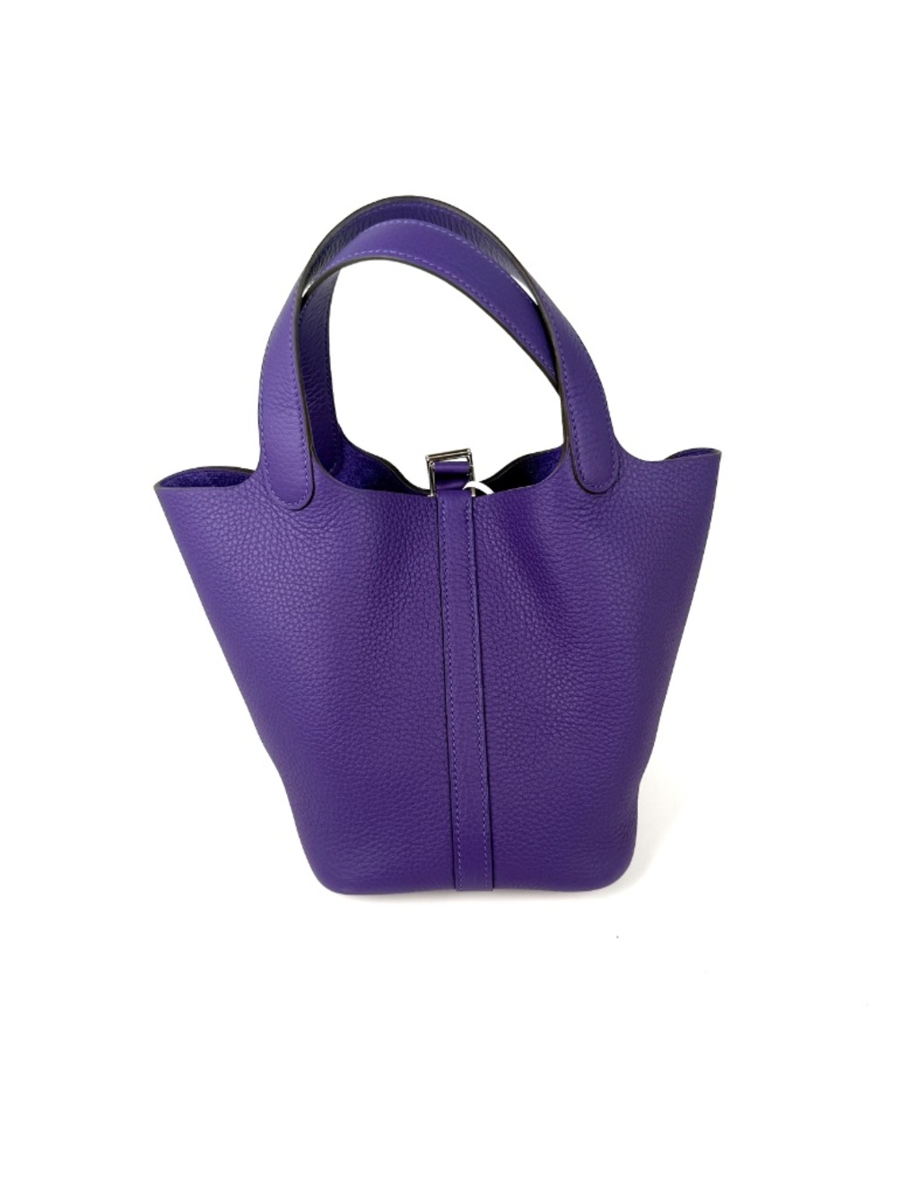 Authentic HERMES Picotin Lock 18 PM Purple Taurillon Clemence Satchel Top Handle - Picture 4 of 13